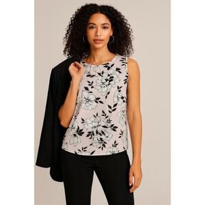 Nine West Women Black Pink White Dressy Tank Top Sleeveless‎ Blouse Large 12/14